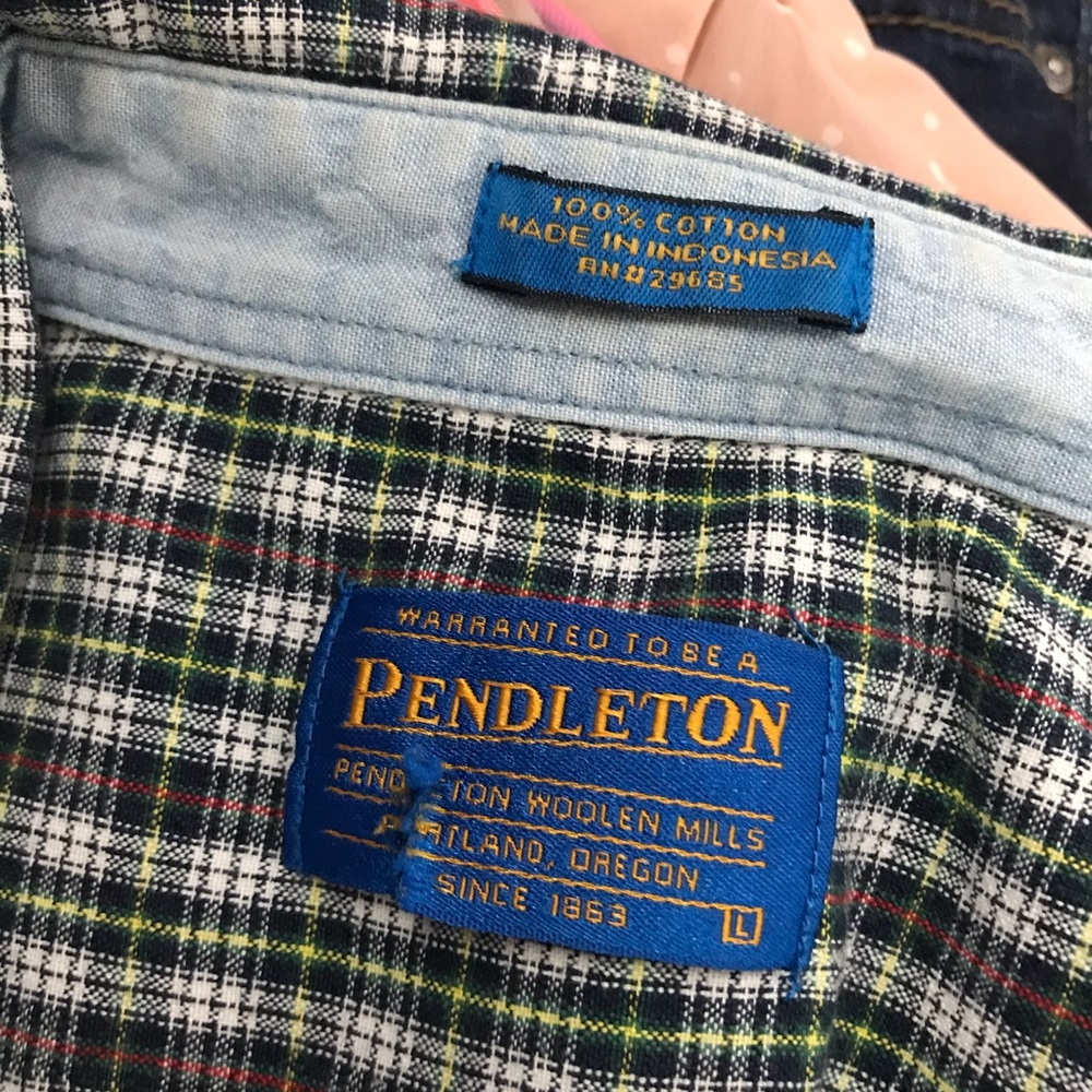 Pendleton Checkered Green Size Large Button Down … - image 5